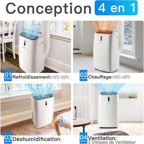 Costway – Climatiseur mobile réversible 16000BTU – 5 modes – Image 2