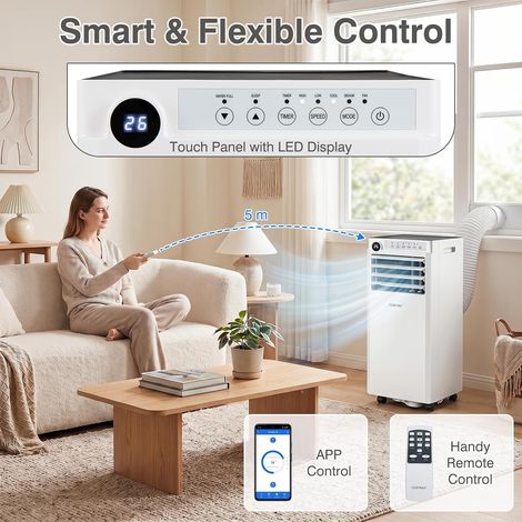 Climatiseur Mobile COSTWAY 9000 BTU, R290 avec Wi-Fi, fonction de refroidissement – Image 3
