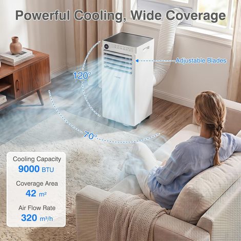 Climatiseur Mobile COSTWAY 9000 BTU, R290 avec Wi-Fi, fonction de refroidissement – Image 2