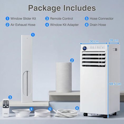 Climatiseur Mobile COSTWAY 9000 BTU, R290 avec Wi-Fi, fonction de refroidissement – Image 4
