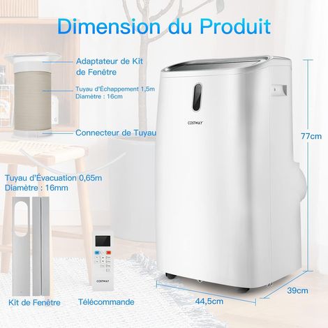 Costway – Climatiseur mobile réversible 16000BTU – 5 modes – Image 5
